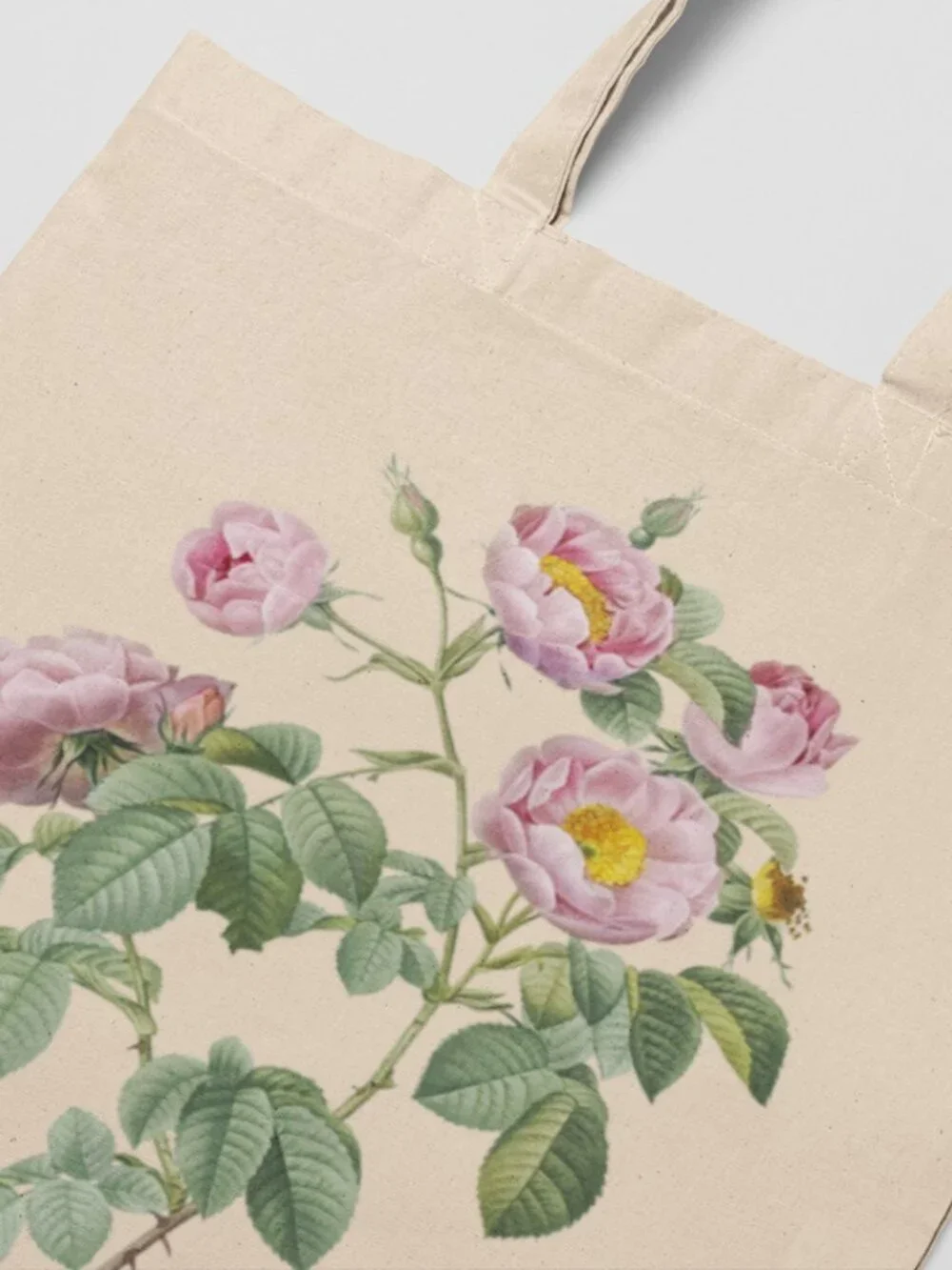 Tomentose Rose Vintage Floral Print Graphic Canvas Tote Bag